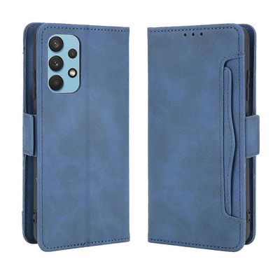 Kotelo Samsung Galaxy A32 4g -kannelle Säädettävä irrotettava kortinpidike Magneettinen suljin Nahkalompakkokotelo Sininen A