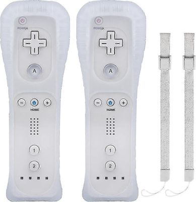 2 Wii-ohjainta - etäpeliohjain silikonikotelolla - ilman Motion Plus -toimintoa (valkoinen)