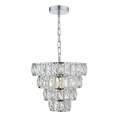 Dar Lighting Cerys Moderne Designer 4 Tier Vedhæng poleret Chrome Crystal