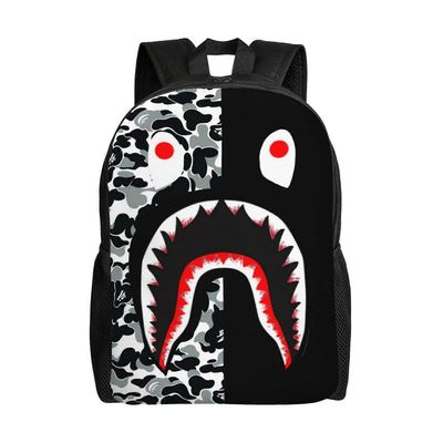 Hip Hop Camouflage Bape Shark -reppu vedenkestävä korkeakoulukoululaukut kirjalaukku matkavaellus retkeily päiväreppu Adu-XTYD266