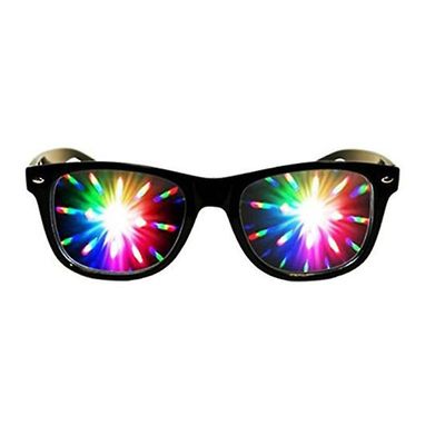 3d Prisme Effekt Diffraktion Briller Kvinder Solbriller Rektangel Rainbow Kalejdoskop Festival Style Rave Briller Klar / grå linse Phoenix effekter...