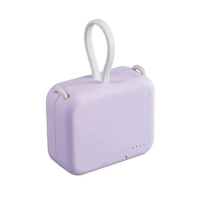 Pieni kannettava laturi, mini Power Bank ja puhelimen pidike, kannettava langaton latausaarre matkapuhelimen pidike Violetti