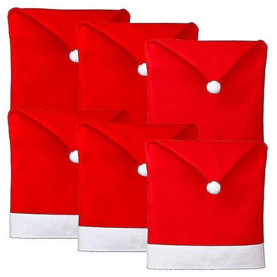 6 kpl joulutuolin päälliset Joulupukin hattutuolin päälliset ruokasaliin Holiday Red
