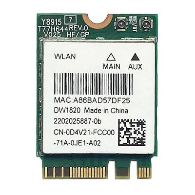 DW1820 QCNFA344A Langaton verkkokortti 2.4G+5G Kaksikaistainen Gigabit Bluetooth 4.1 NGFF -verkkokortti, tukee 802.11AC:tä vihreä