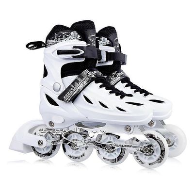 Inline tilat säädettävät quad rullaluistimet täydellä valorenkaalla Valkoinen 33-37 size