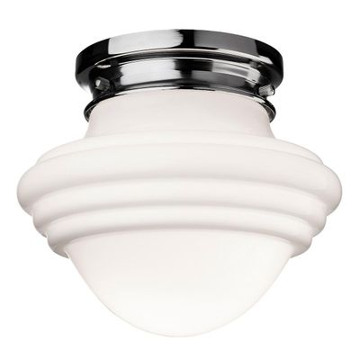 Firstlight Lighting Art 1 Light Flush Light Chrome, Opal White Glass, E27