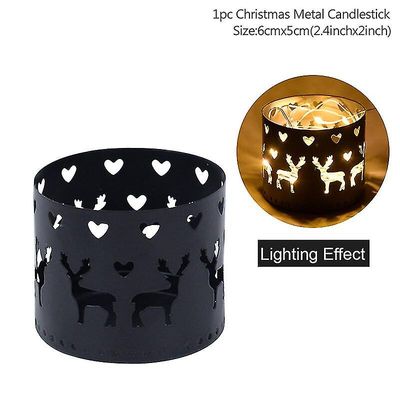 1 Pc Lysestake Hollow Out Dekorasjon Borddekorasjon Holiday Party Forsyninger Telys Holder Christmas Christmas Home Dekor Svart-hjort
