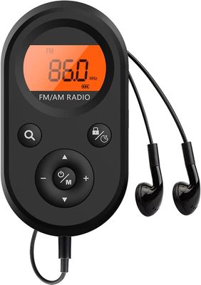 Kensty am fm-radio, personlig bærbar miniradio, genopladelig walkman-radio, stereohovedtelefoner, velegnet til sport, løb, gåture, jogging.