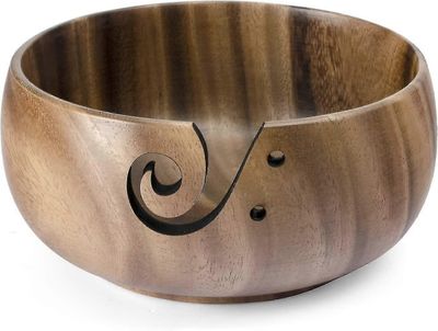 Lankakulho - puiset lankakulhot rei'illä virkaamiseen, liukastumisen ja sotkeutumisen estämiseen, käsintehty käsityöneulekulho äitien päivän lahja ...