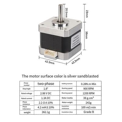 Askelmoottori 17HS4401 38 mm akseli 5 mm 3D-tulostuskaiverruskoneelle