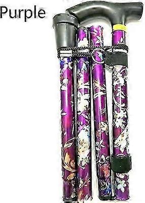 Taitettava kävelykeppi, säädettävä alumiininen kukkakävelykeppi vaellukseen, retkeilyyn, kestävä liikkuvuus Aid_JKI10 Violetti