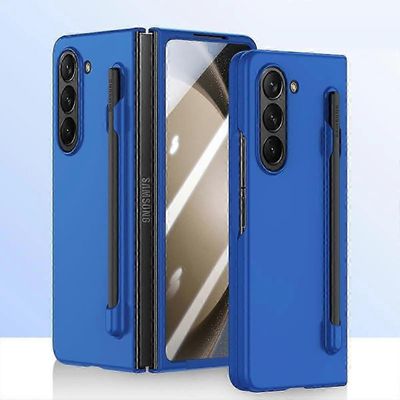 Samsung Galaxy Z Fold 6 -kotelolle, jossa on S Pen -pidike, sisäänrakennettu näytönsuoja ja naarmuuntumaton kova PC koko kehon suojakotelo Sininen
