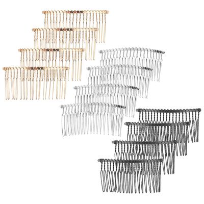 Rotanhäntäkammat, metallilangasta tehdyt hiussivukammat, tee-se-itse-hiusasusteet, ankkurointitiarat ja koristeet, kultavalkoiset, 12 kpl Sekalaise...