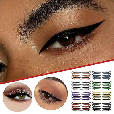 Shinestar 5pairs Eyeliner -tarrat Kaksoisluomen laastari Glitter Eye Line Meikkitarra Musta