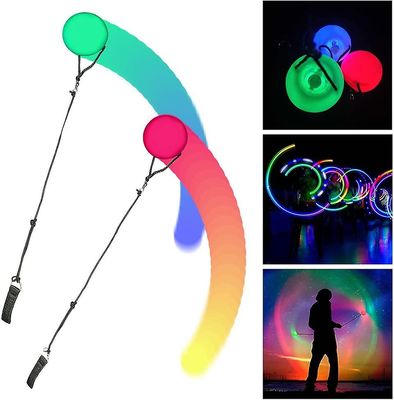 2 parannetun LED-POI-pallon pakkaus, POI-jongleerauspallot sateenkaaren väreillä ja stroboefektillä, lapset ja aikuiset