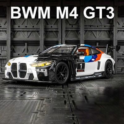 1:24 M4 GT3 Alloy urheiluauto malli painevalettu metalli leluauto ajoneuvot malli simulointi ääni ja valo kokoelma lasten lahja M4 GT3 valkoinen