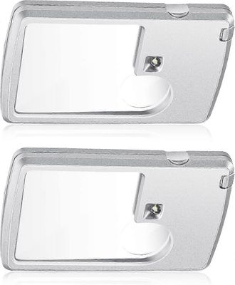 Taskusuurennuslasi valolla 2 kpl 3 x ja 6 x suurennuslasia Luottokortin suurennuslasit kevyillä pienillä minisuurennuslasilla lukemista, koruja, ko...