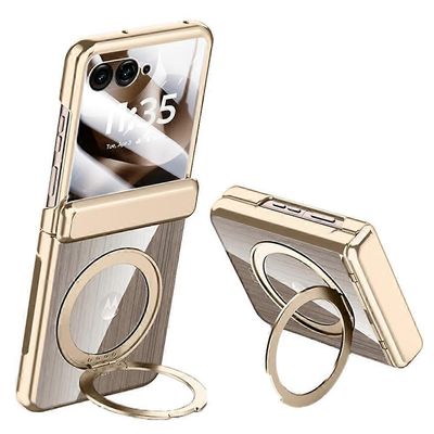 Motorola Razr 60 Ultra 5G -kotelolle, joka on yhteensopiva MagSafe Kickstand -galvanoidun PC-puhelimen kuoren kanssa Monivärinen Gold