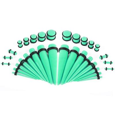 BodyJewelryOnine 36 Pieces øre stretching kit glødespidser med stik - 14g - 00g uv glød aqua