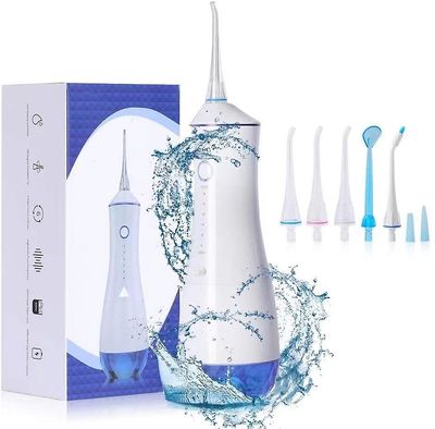 AIR Vand flosser til tænder 320ml trådløs oral vandingsmaskine med 6 tilstande og 6 Jet Tips (Blå)