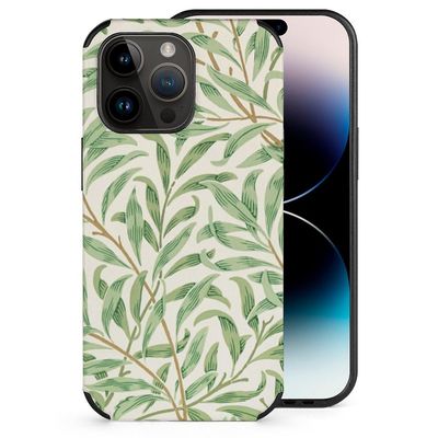 William Morris mønster-blomster og blader fiberveske til Apple Iphone 14 13 12 11 Mini Pro Max Xr 8 7 Plus svart telefonveske fiber hud tilfelle Fo...