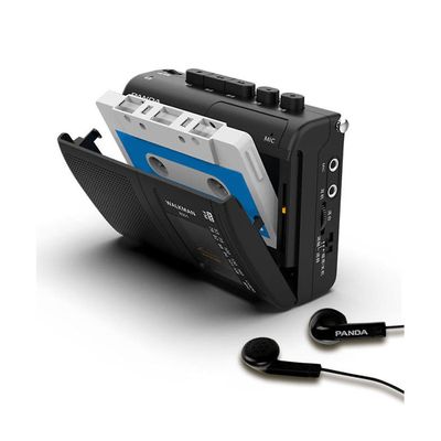 Panda 6501 bærbart bånd AM / FM-radio retrokassette musikafspiller Walkman-båndoptagere med loudsp Sort