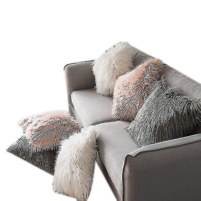 Yunshu Fluffy soft square pudebetræk plys pudebetræk faux pels pudebetræk beige