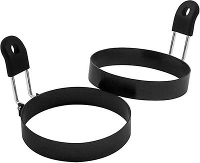 Suren Stort 3,5" nonstick æg ringe sæt med 4, rund crumpet ringform shaper til engelske muffins pandekage madlavningsgitter - bærbart grilltilbehør...