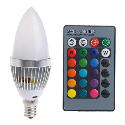 3W Smart E12 RGB LED värikäs värinvaihtolamppu 24 kynttilän kaukosäätimen painikkeella maitomainen lampunvarjostin Valkoinen