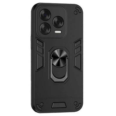 ZTE Blade V70 Vita Kotelo PC TPU Drop Defend Puhelimen Kansi Rengasjalustalla - Musta Monivärinen Black