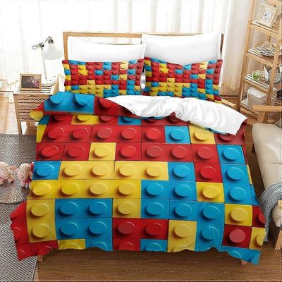 J3924 Lakanat Legos pussilakana Vuodevaatteet Setti Peitto Pojille Tytöt Lapset Teinit 3D Vuodevaatteet tyynyliinoilla 3kpl Perhe Aikuiset Sänky S ...