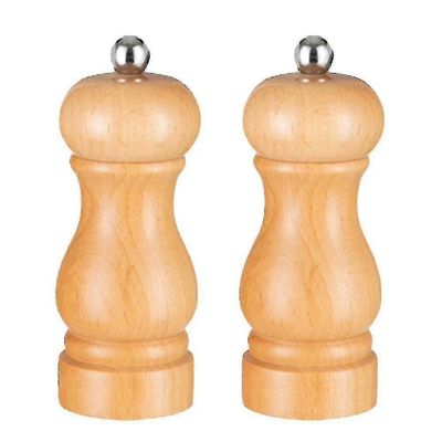 Suola- ja pippurimyllysarja, manuaaliset pippurimyllyt säädettävällä karkeudella, uudelleentäytettävät maustemyllyt luonnollinen väri 7 inch