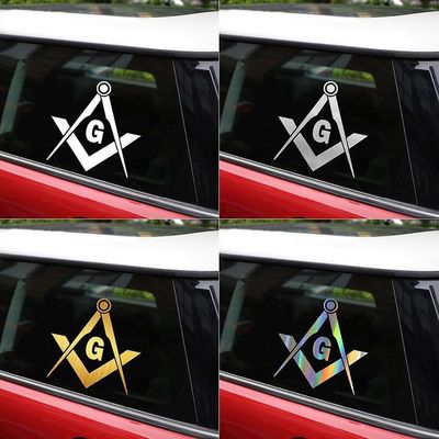 Bricks Masons Master mason firkantet kompas frimurerisk bil mærkat decals Guld