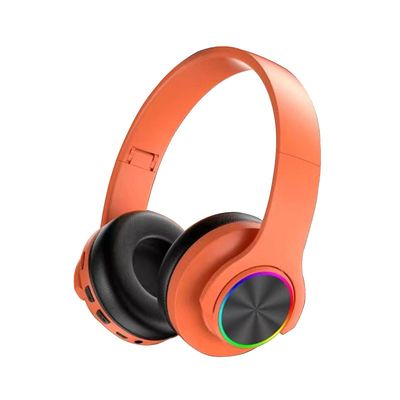 Baodan Bluetooth-øretelefoner, trådløs, opplyst, syv fargepustelys, pluggbar, sammenleggbar, subwoofer, universell for mobiltelefoner Oransje