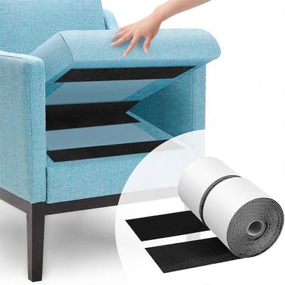 4,4 tuuman x16,5 jalkaa musta raskas koukku- ja silmukkateippiliima, estää sohvatyynyjä liukumasta