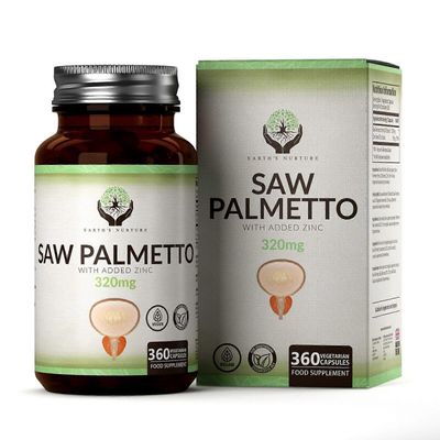 Earth's Nurture Saw Palmetto -uute sinkillä (320mg) 1 Bottle (360 Capsules)