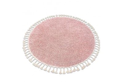 RugsX Tæppe BERBER 9000 cirkel pink Fringe Berber marokkanske shaggy circle 120 cm
