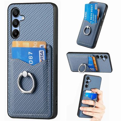 Samsung Galaxy A16 4G 5G kotelokorttipaikat sormuspidike jalusta puhelimen kansi - sininen Monivärinen Blue