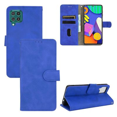 Etui til Samsung Galaxy F62 / M62 Cover Premium læder med kortholder Flip Folio magnetisk etui Etui Coque - sort Blå