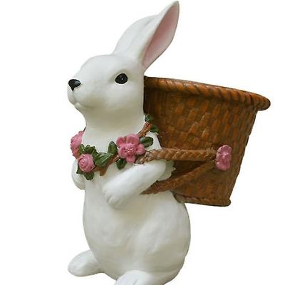 Yunshu Have statue dekoration tegneserie kanin bambus vævet blomsterpotte hjem dekoration