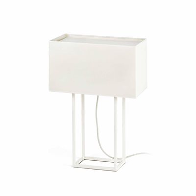 Faro Lighting Vesper 2 lys bordlampe hvid med beige skygge, E27