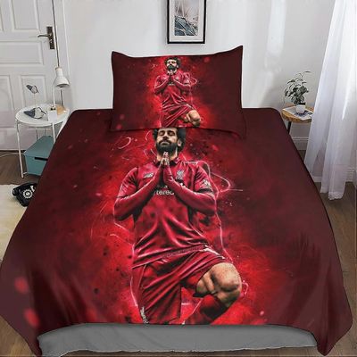 Kerota Salah pussilakana, D-printti, Football Star vuodevaatteet pussilakana vetoketjulla ja tyynyliinat Single Single135x200cm