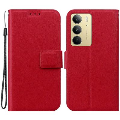 Realme C75 -kotelolle erittäin ohut PU-nahka + TPU-puhelimen kansi korttipaikalla - punainen Monivärinen Red