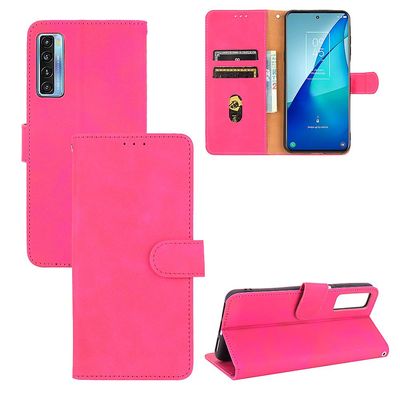 Etui til Tcl 20s Cover Premium Læder Med Kortholder Flip Folio Magnetisk Etui Coque - Sort Pink
