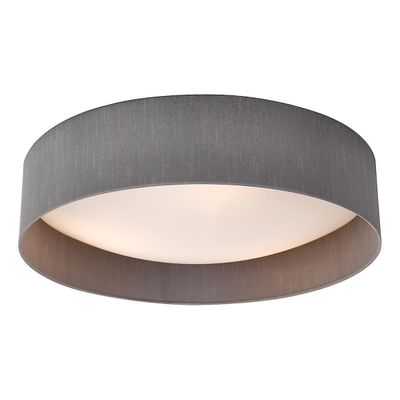 Dar Lighting Nysa Cylindrisk Flush Loft LysGrå Faux Silke 60cm, 3x E27