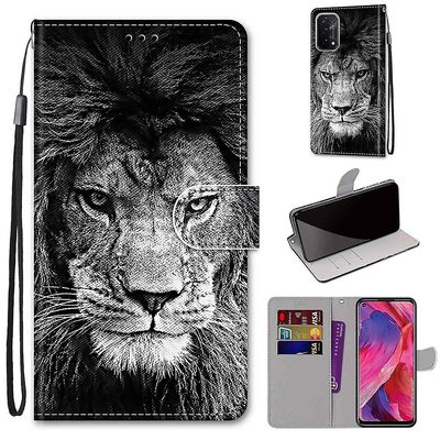 Foxdock Sag for Oppo A93 5g/ A93s 5g Creative Pattern Tui magnetiske kort holder tegnebog - Lion