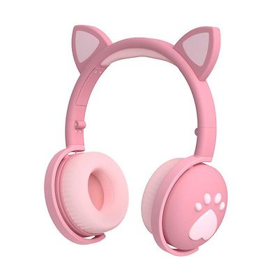Yunshu Stereo Gaming Headset, Cat Ear Støjreduktion Computer Gaming Hovedtelefon Pink