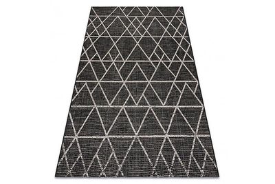 RugsX CARPET SIZAL FLOORLUX 20508 sort / sølv trekanter 120x170 cm