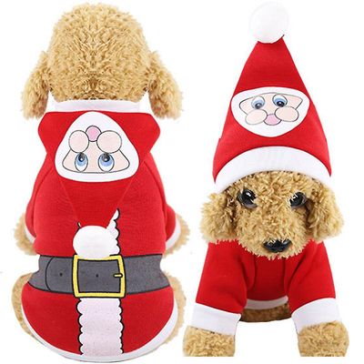 Varychmoo Jul Pet Tøj Xmas Hoodie Hvalp Cat Hund Vinter Varmt Tøj Sort bælte XL