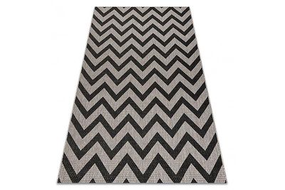 RugsX CARPET SIZAL FLOORLUX 20340 sølv / sort ZIGZAG grå 240x330 cm